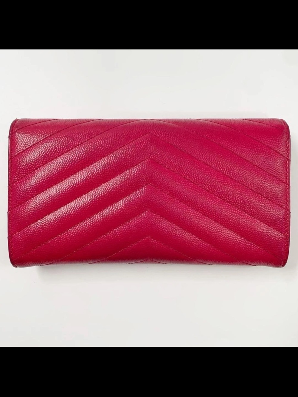 Saint Laurent Pink Chevron Quilted Leather Envelope Wallet with Gold YSL - Picture 2 of 10